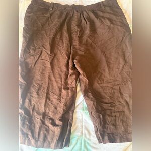 Avenue Brown Cropped Capri Pants with Elastic Waist